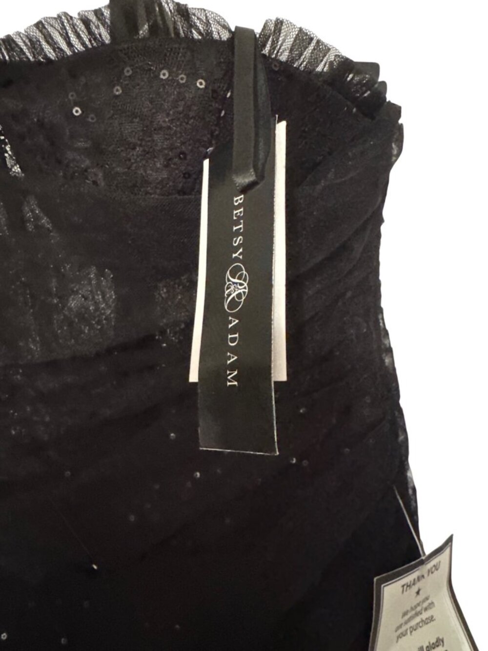 NWT Betsy & Adam Sequined Lace Corset Gown Black Size 12 - Picture 11 of 11